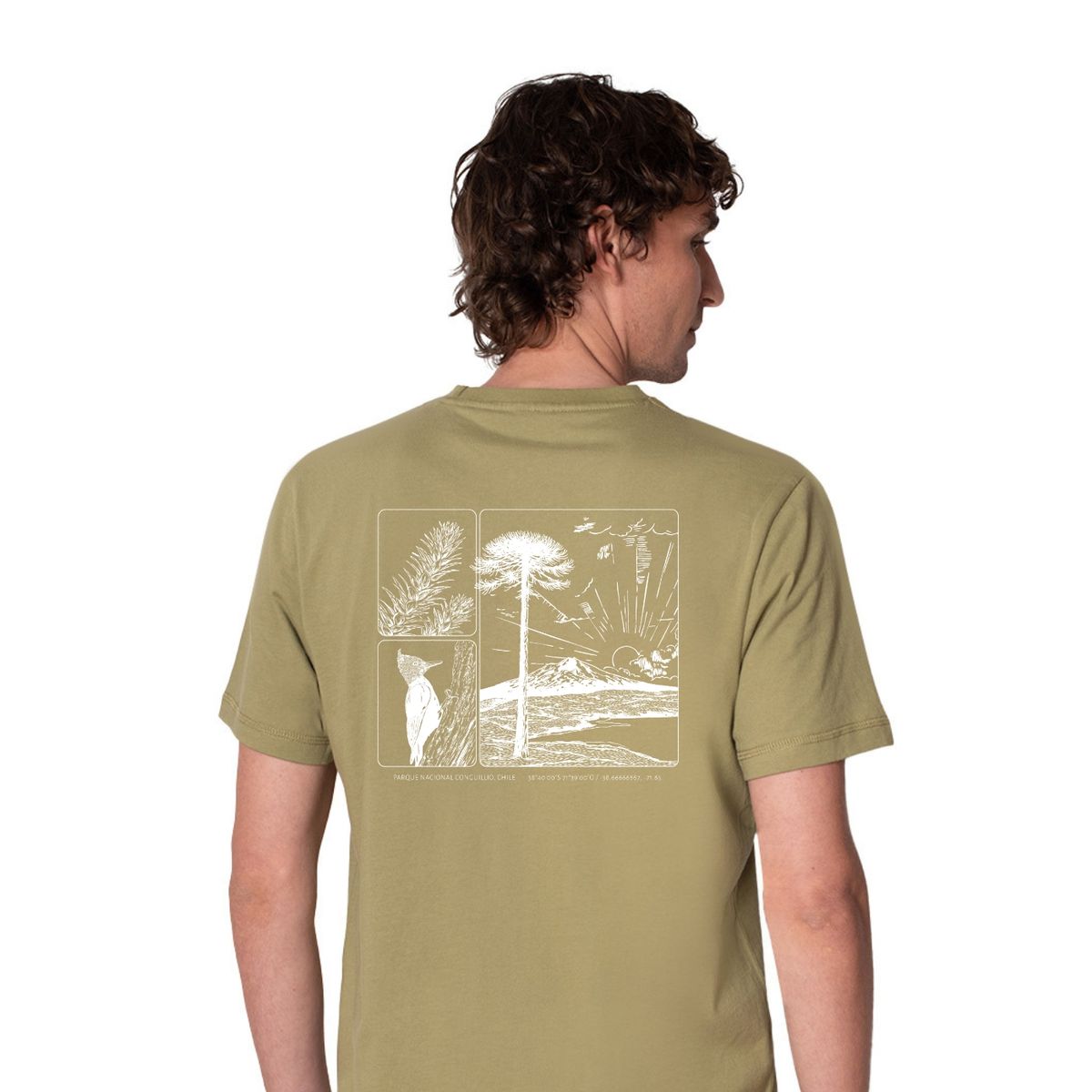 LENGA - Polera Hombre Algodón Orgánico Conguillio Naturaleza Lenga
