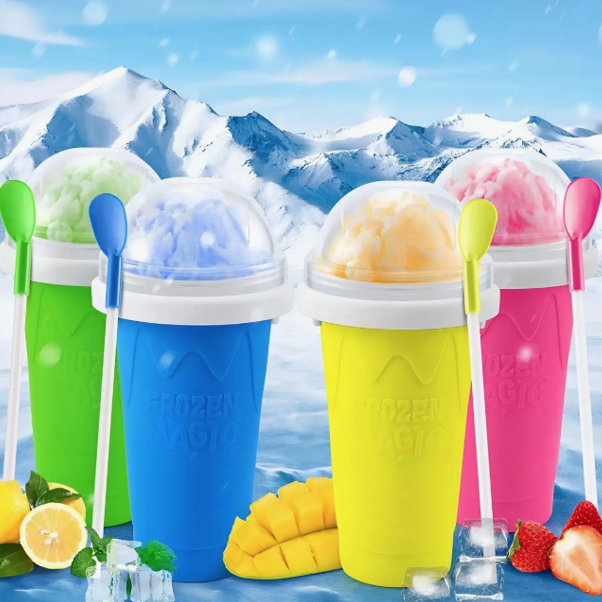 GENERICO - Frozen Magic Vaso Mágico Exprimible Bebidas Granizado Rápido
