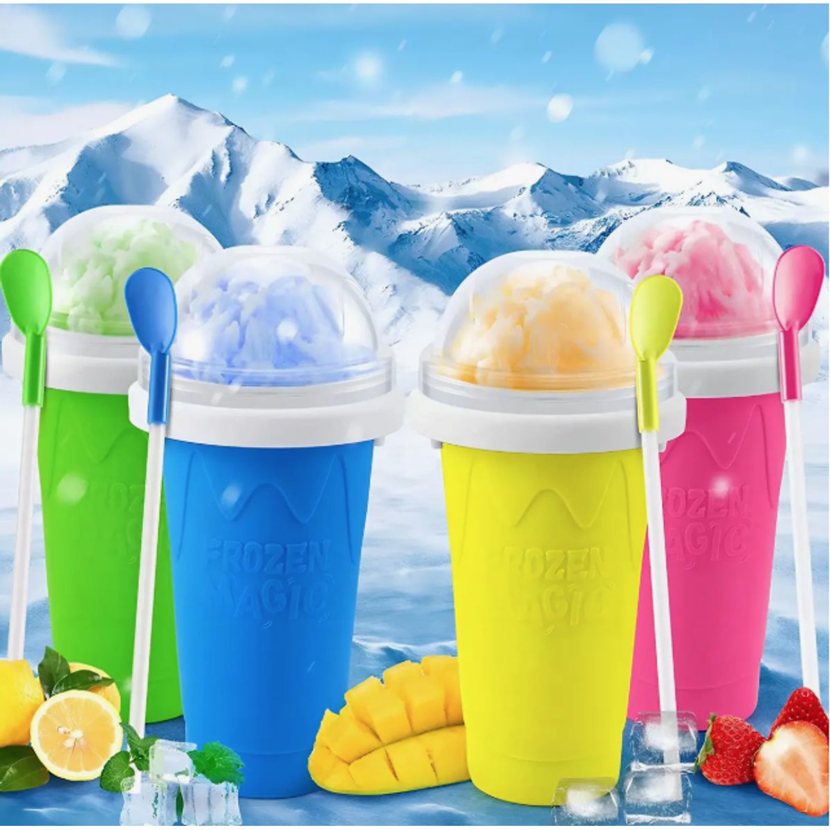 GENERICO - Frozen Magic Vaso Mágico Exprimible Bebidas Granizado Rápido