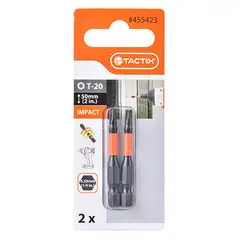 TACTIX - DISPLAY PUNTAS DE IMPACTO TORX 2 PIEZAS T-20 X 50 MM