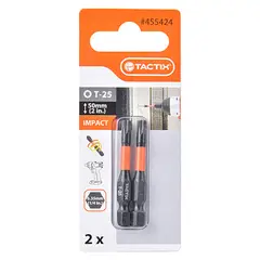 TACTIX - DISPLAY PUNTAS DE IMPACTO TORX 2 PIEZAS T-25 X 50 MM