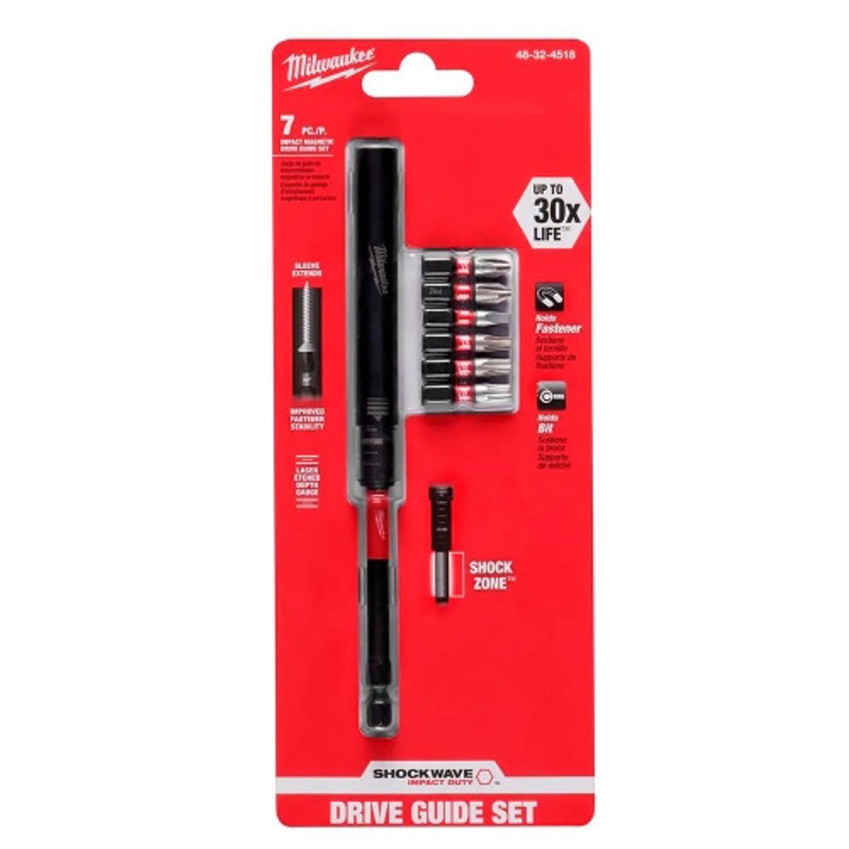 MILWAUKEE - GUIA MAGNETICA + PUNTAS DE IMPACTO 7 PIEZAS MILWAUKEE LACCE
