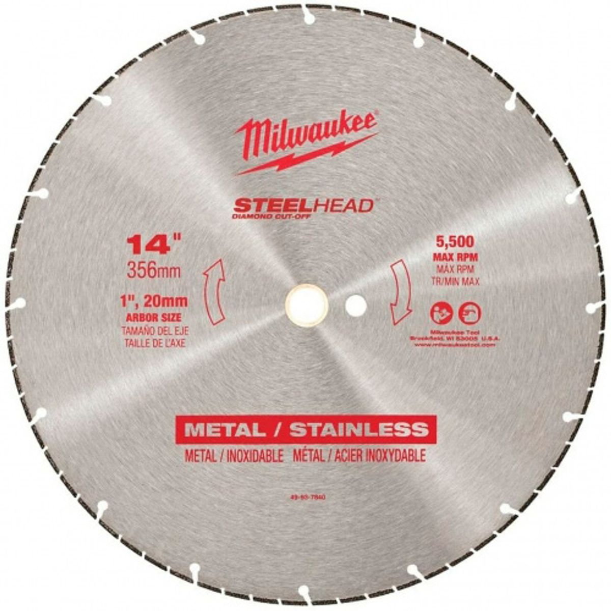 MILWAUKEE - DISCO DIAMANTADO DE 14 PARA TRONZADORA MILWAUKEE 49-93-7840