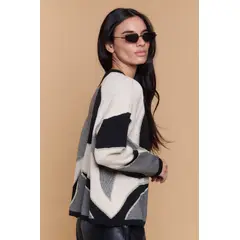 GUINDA - Sweater Mujer Tejido Diseño Geométrico Moderno CADIZ