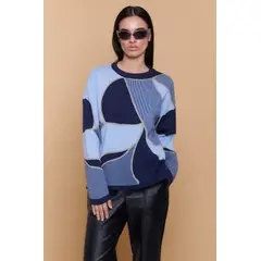 GUINDA - Sweater Mujer Tejido Diseño Geométrico Moderno CADIZ