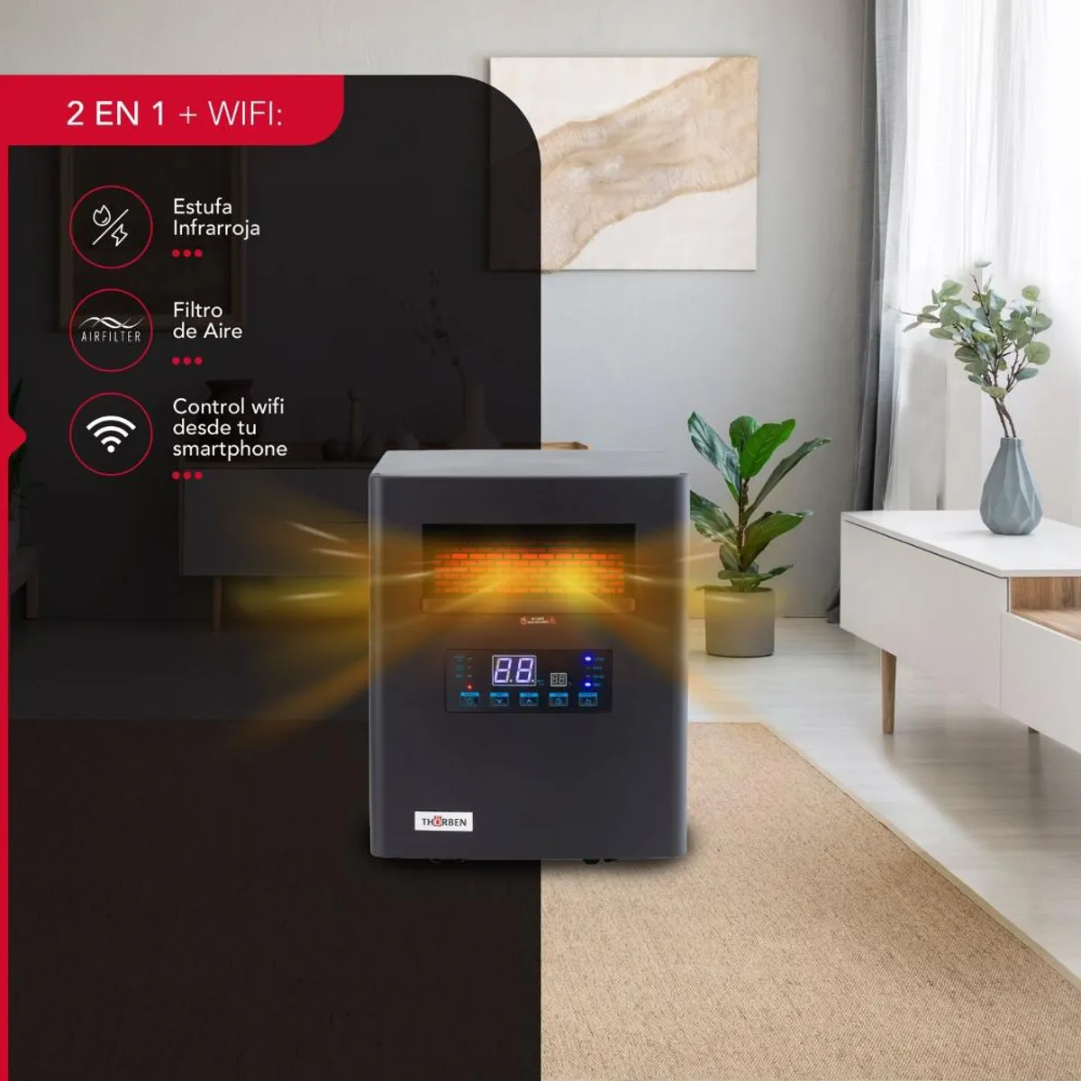 THORBEN - ESTUFA INFRARROJA WIFI 2 EN 1 THORBEN GREEN 1500