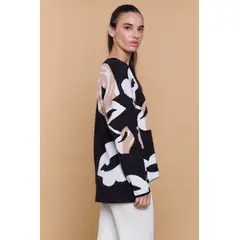 GUINDA - Sweater Mujer Oversize Cuello V Estampado Moderno LINA