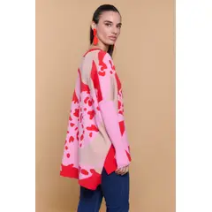 GUINDA - Sweater Mujer Oversize Cuello V Diseño Abstracto EMBRO