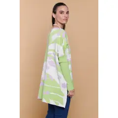 GUINDA - Sweater Mujer Tejido Oversize Estampado Abstracto ATENAS