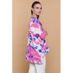 GUINDA - Sweater Mujer Tejido Oversize Estampado Abstracto ATENAS