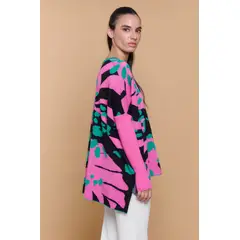 GUINDA - Sweater Mujer Tejido Oversize Estampado Abstracto ATENAS