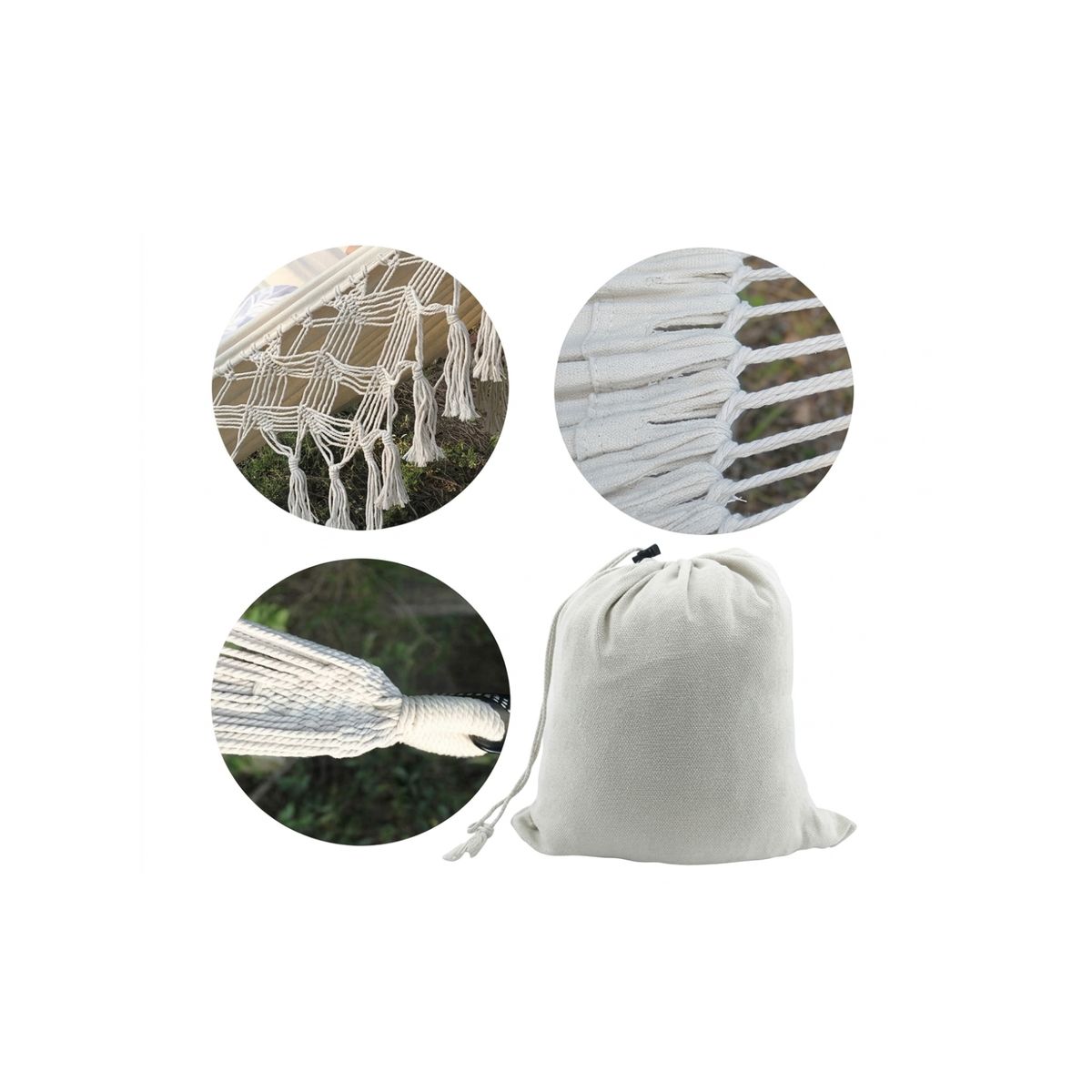 GENERICO - Hamaca con Borlas para Exteriores 150x200cm BEIGE