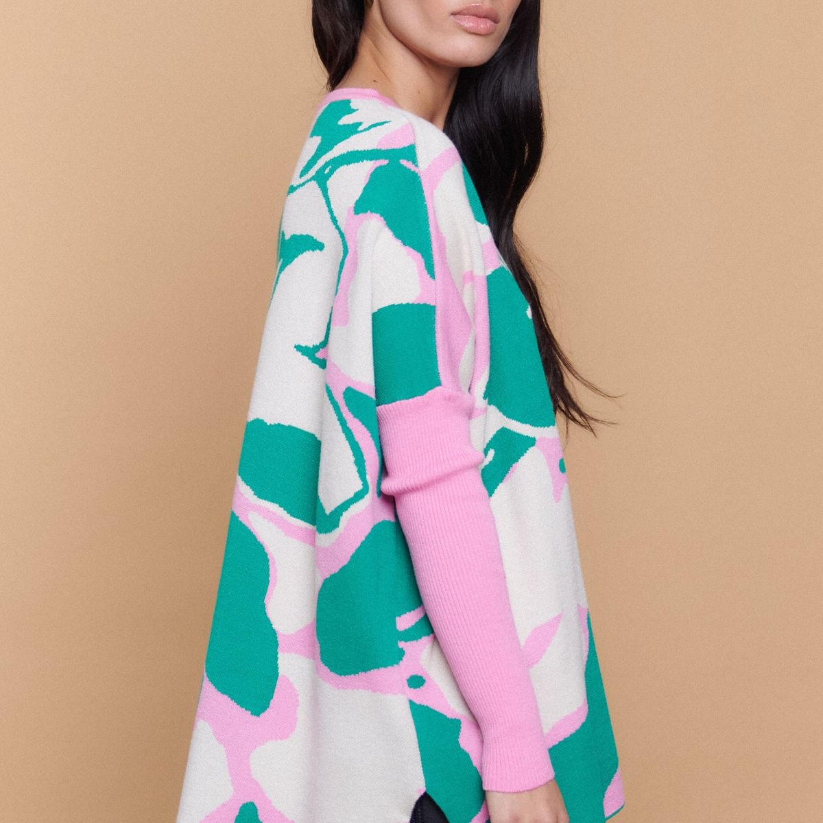 GUINDA - Sweater Mujer Tejido Estampado Floral Oversize HELENE