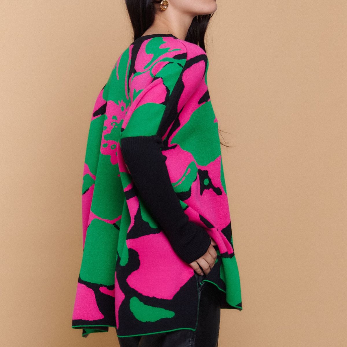 GUINDA - Sweater Mujer Tejido Estampado Floral Oversize HELENE