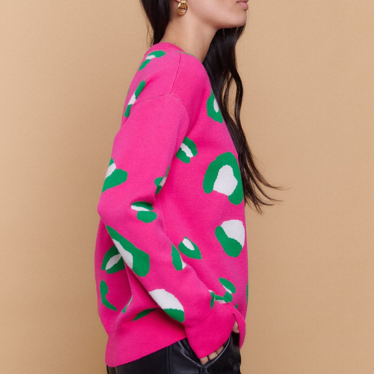 GUINDA - Sweater Mujer Tejido Estampado Animal Print BRUMA