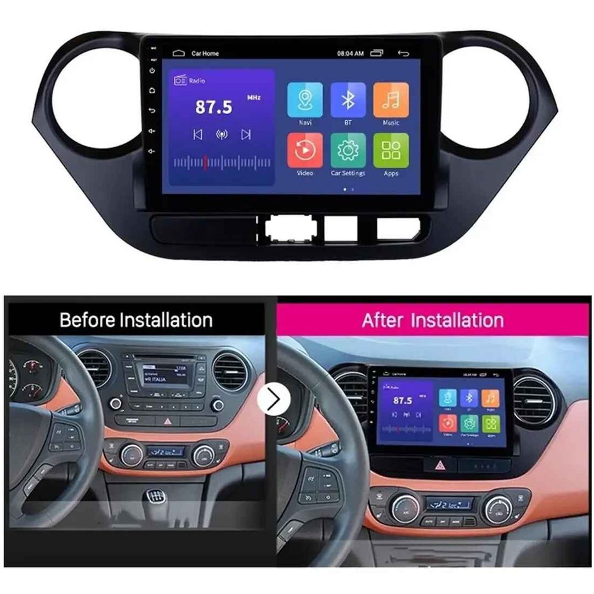 GENERICO - Bisel Radio Pantalla Hyundai I10 2014 - 2018 9pul