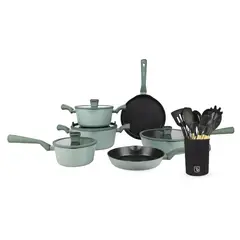 SIMPLIT - Batería de Cocina Lucca + Set 12 Utensilios Negro