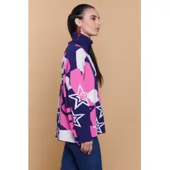 GUINDA - Sweater Mujer Cuello Alto Estampado Gráfico VELO