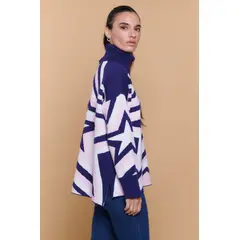 GUINDA - Sweater Mujer Cuello Alto Estrella Tejido FLOW