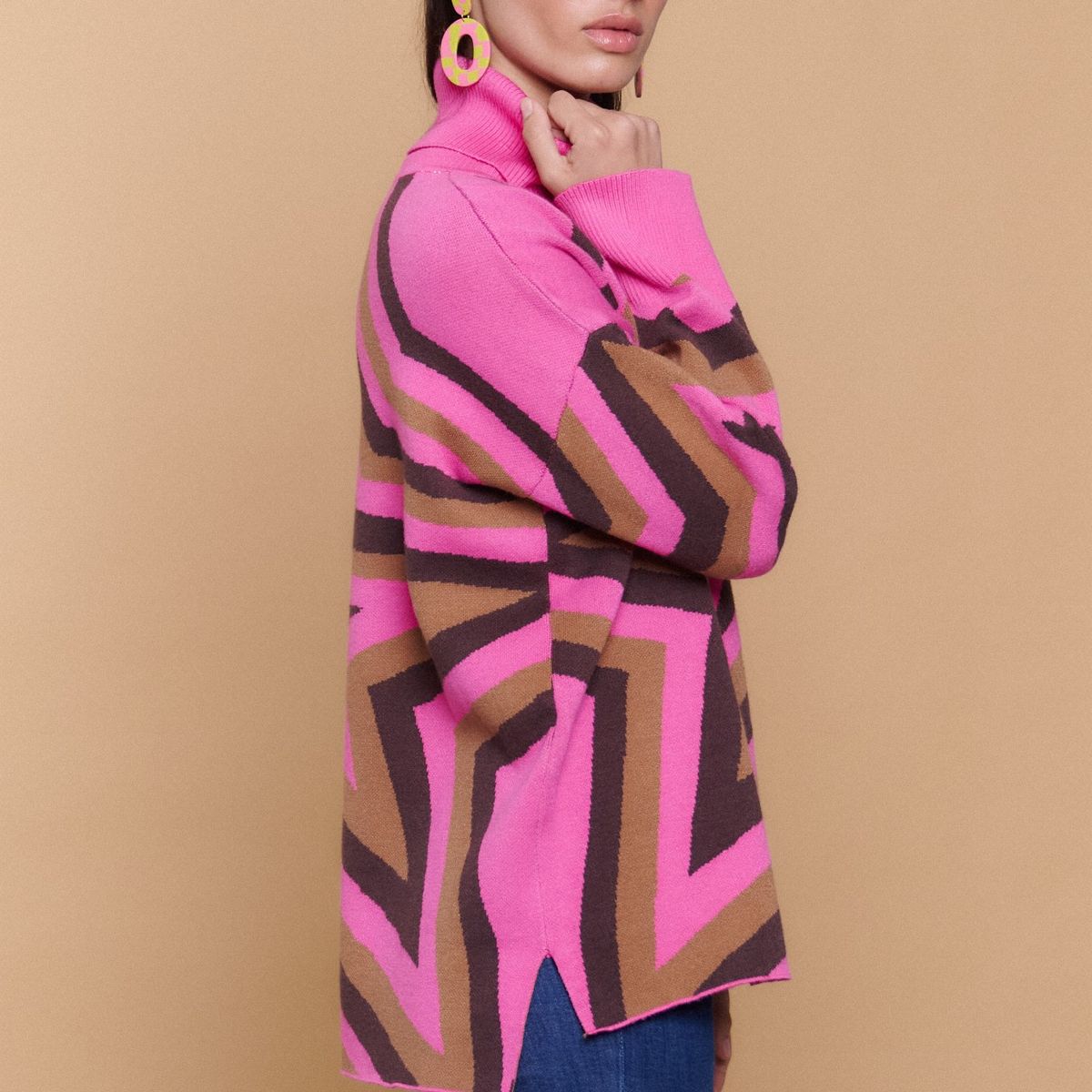 GUINDA - Sweater Mujer Cuello Alto Estrella Tejido FLOW