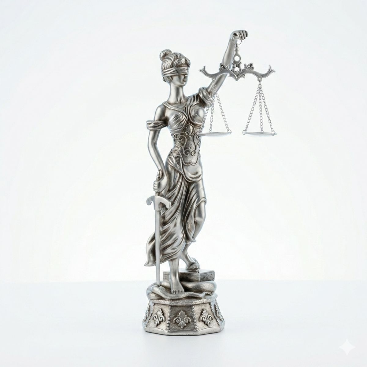 GENERICO - Figura Dama De La Justicia Plateado Decorativa Grande