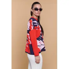 GUINDA - Sweater Mujer Tejido Estampado Abstracto MUSE