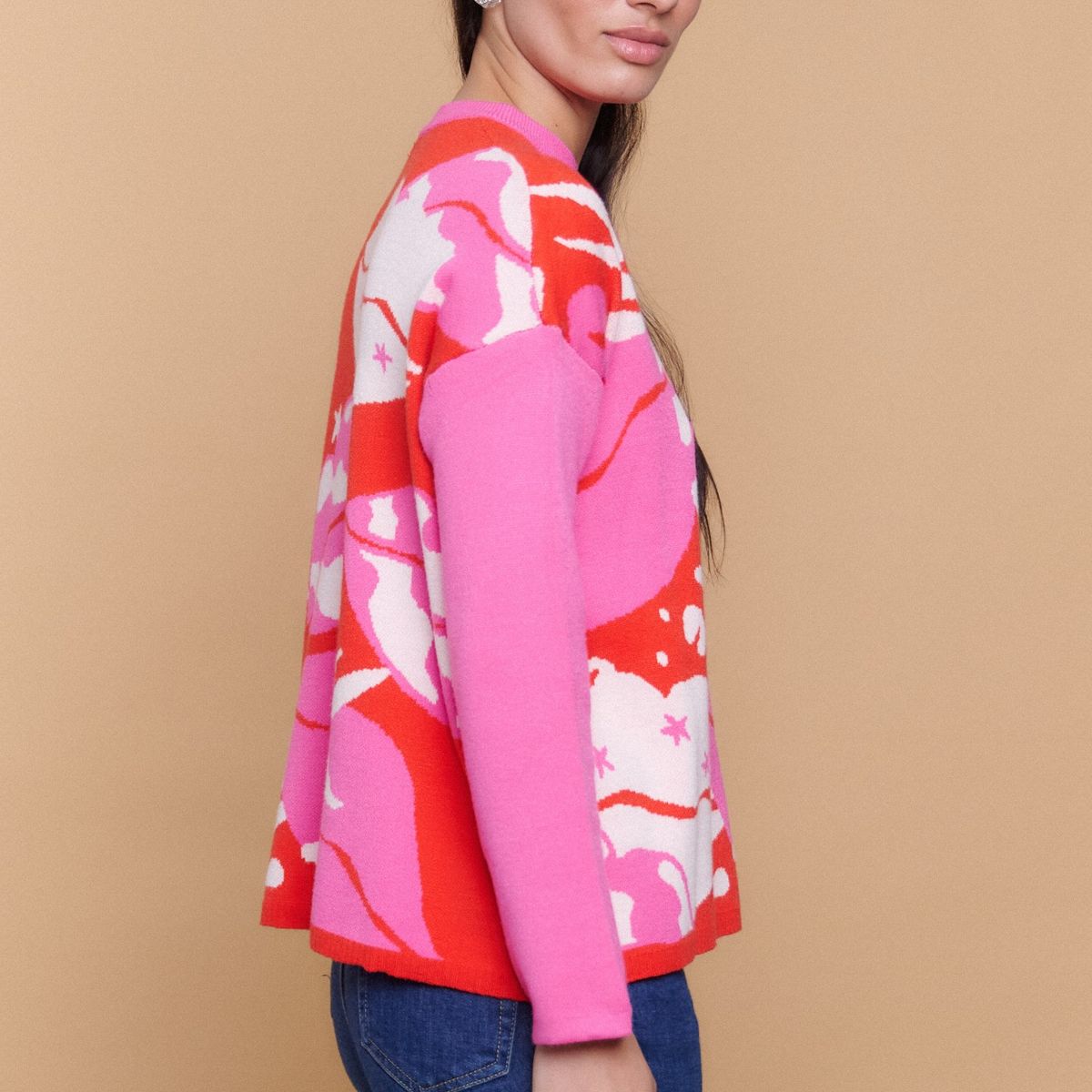 GUINDA - Sweater Mujer Tejido Estampado Abstracto MUSE