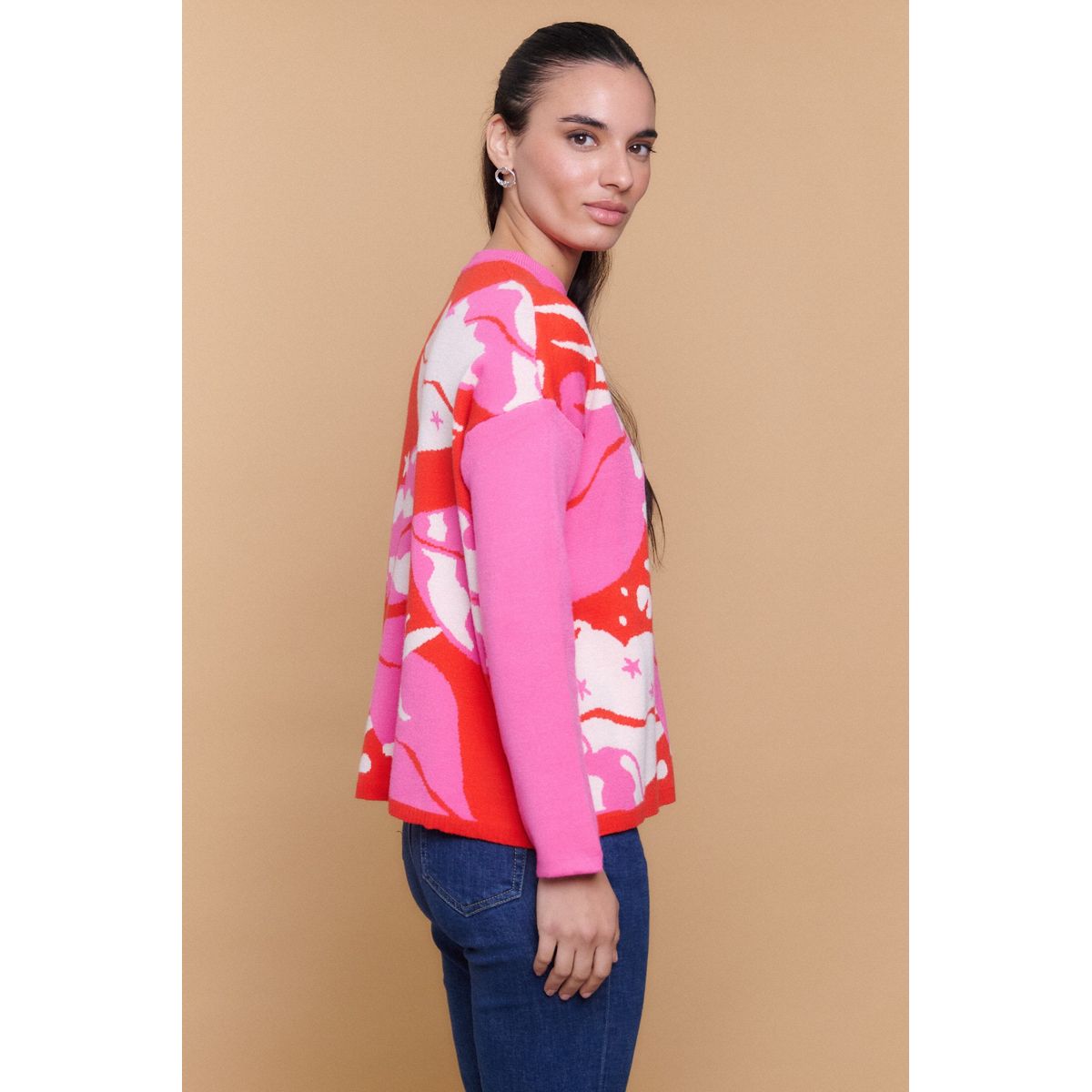 GUINDA - Sweater Mujer Tejido Estampado Abstracto MUSE