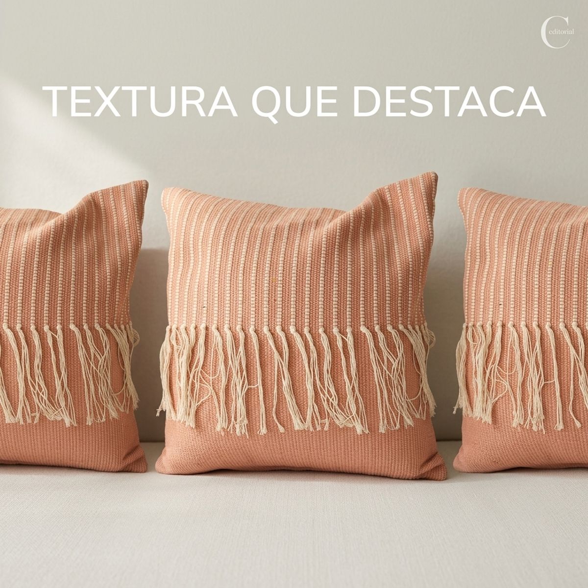 ARMONIA - Pack 3 Fundas para Cojín Rosa 45x45 cm Estilo Croché Flecos 608