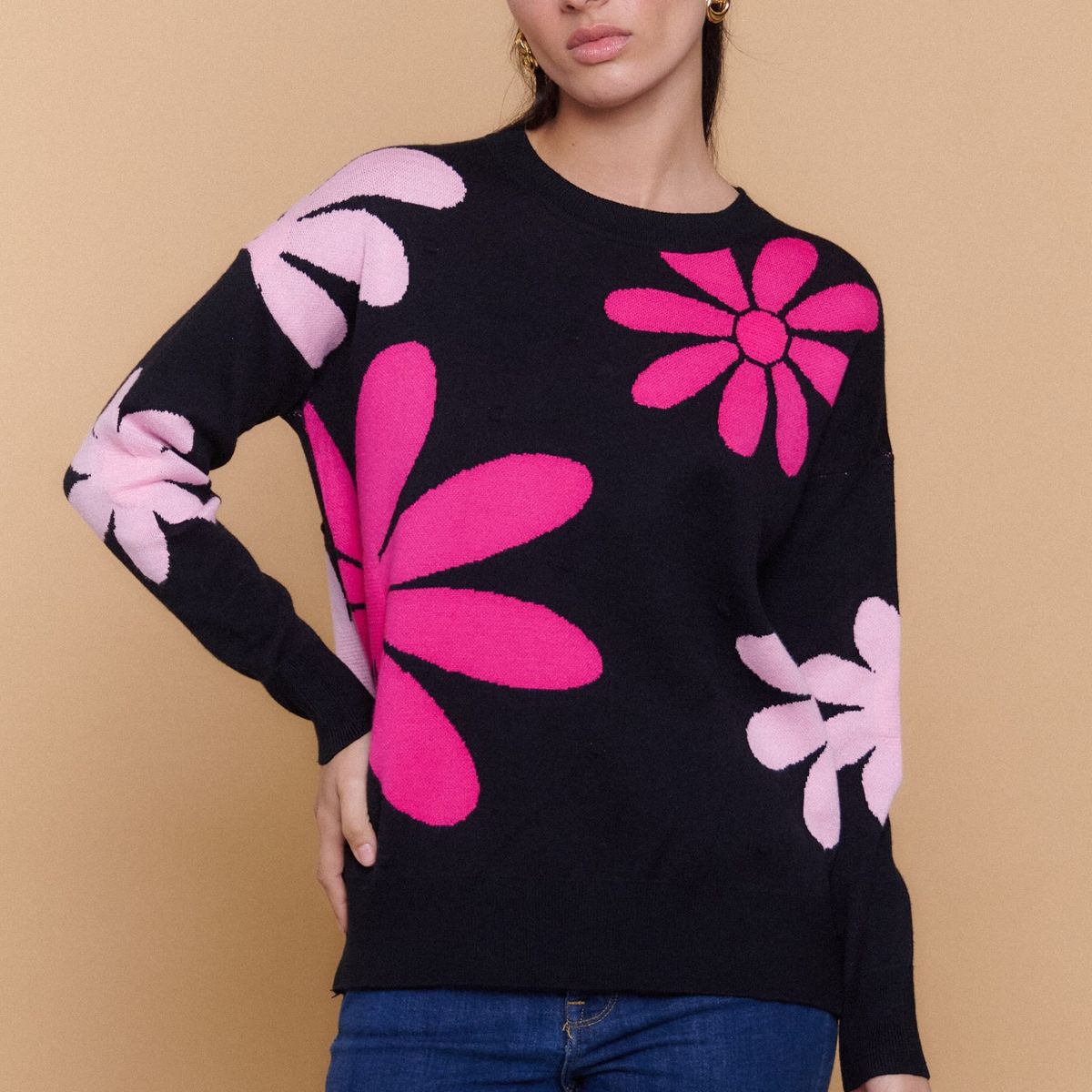 GUINDA - Sweater Mujer Tejido Flores LYRA