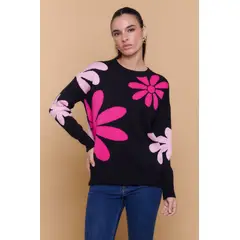 GUINDA - Sweater Mujer Tejido Flores LYRA