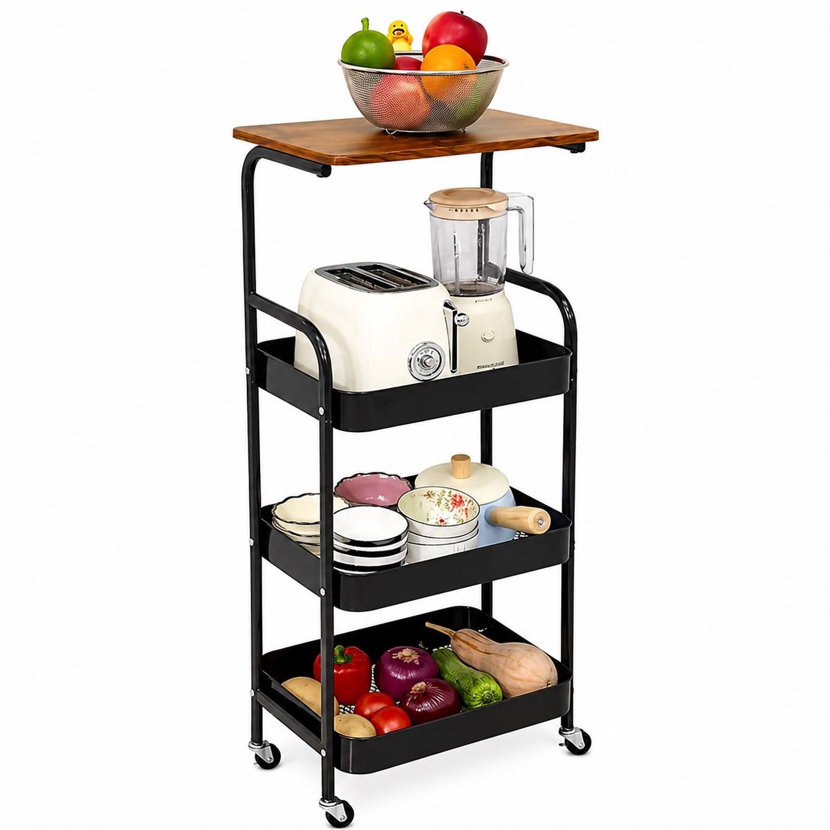 DOPA - Estante Carrito Organizador Cocina Con Ruedas 4 Niveles Mesa