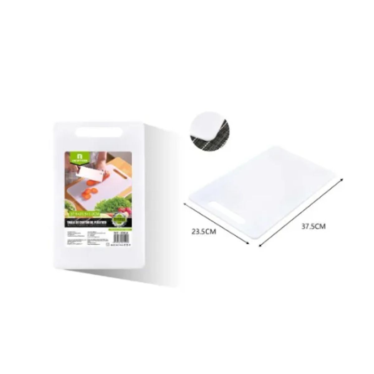 GENERICO - Tabla de Cocina en Plástico Antibacteriano  Superficie de Corte de 23.3X37.5cm