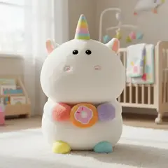 GENERICO - Peluche Unicornio Kawaii Con Dona Arcoíris Suave 21cm