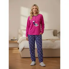 LIKE SHOP - Pijama Mujer Polar Invierno Diseño Panda Luna 4010