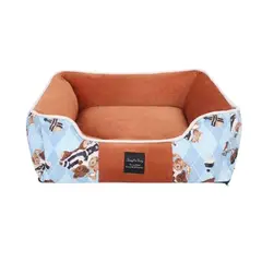 GENERICO - Cama Acolchada Para Mascotas Naranjo Talla M 55x50x18cm