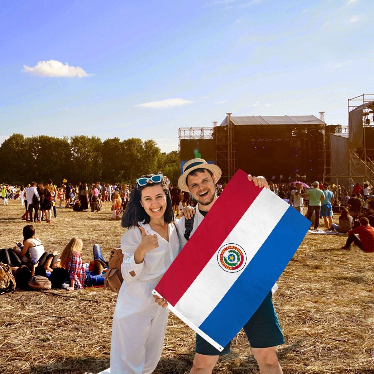 GENERICO - Bandera de Paraguay de 150cm x 90cm de Poliéster