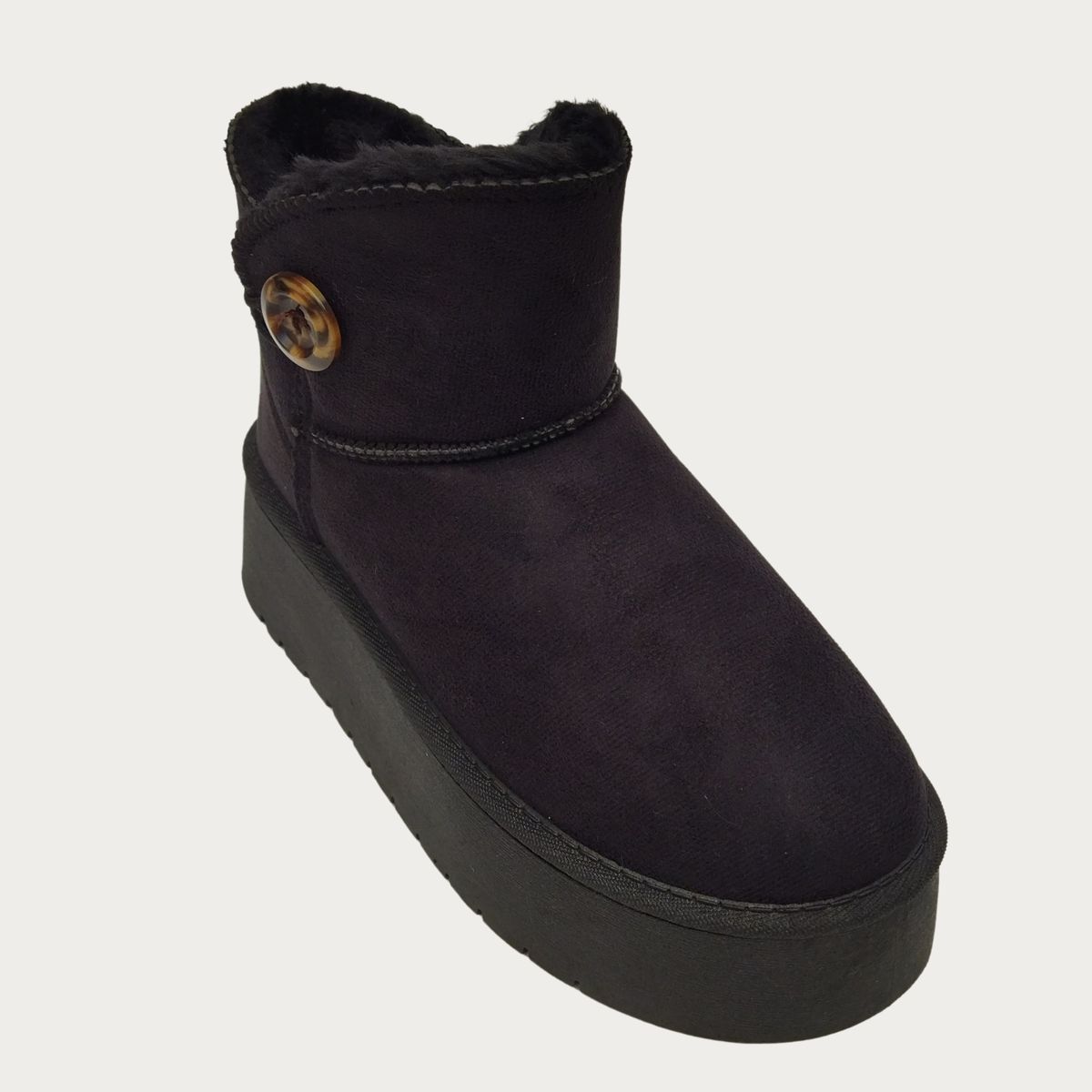 LIKE SHOP - Botín Corto Mujer Forro Interior Chiporro Plataforma Con Botón 6060