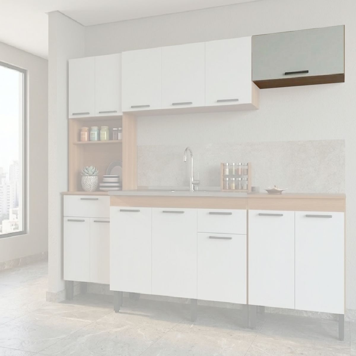 DUSCHY - Muble Mural 1 puerta abatible 70x31x30 cm blanco Fika