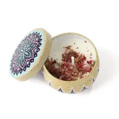 GENERICO - VELA AROMATICA CON PETALOS COLORES AL AZAR 1 PIEZA