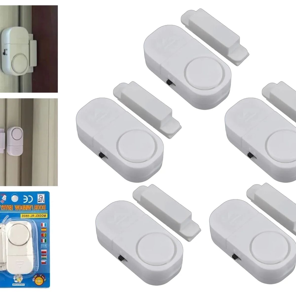 GENERICO - Pack X5 Alarmas Para Puerta O Ventana 90db Sensor Magnético