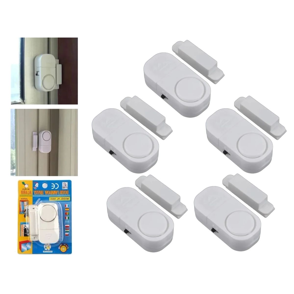 GENERICO - Pack X5 Alarmas Para Puerta O Ventana 90db Sensor Magnético