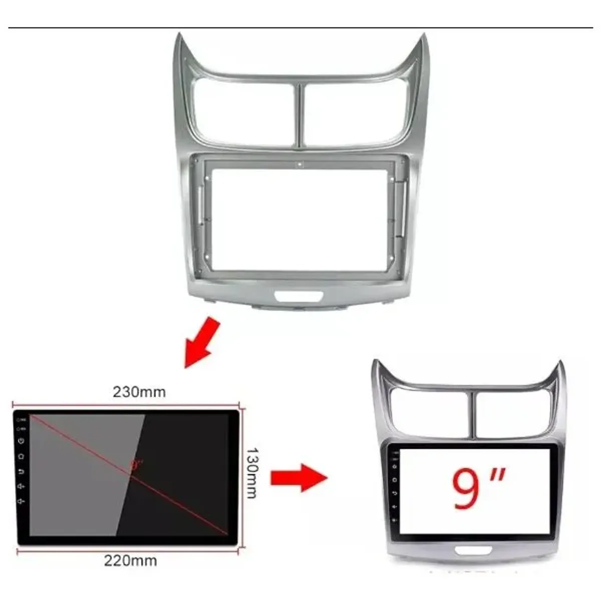 GENERICO - Bisel Adaptador Radio 9 Pulgad Chevrolet Sail 2004-2012 50-1