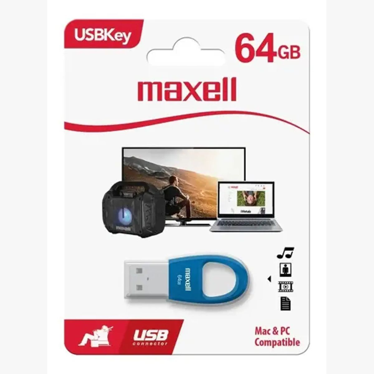 MAXELL - Pendrive Maxell Key Flix 64gb Usb 2.0 Azul