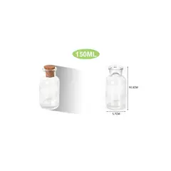 GENERICO - BOTELLA DE VIDRIO CON TAPA DE CORCHO ULTRA RESISTENTE DISEÑO MINIMALISTA HOGAREÑO DE 150ML
