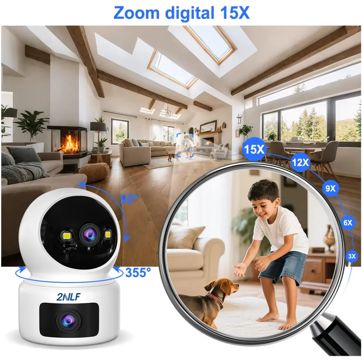 GENERICO - 5g Cámara De Seguridad Wifi Ip 360° Doble Pantalla Full Hd Con Alarma Llamada Bidireccional BELUG