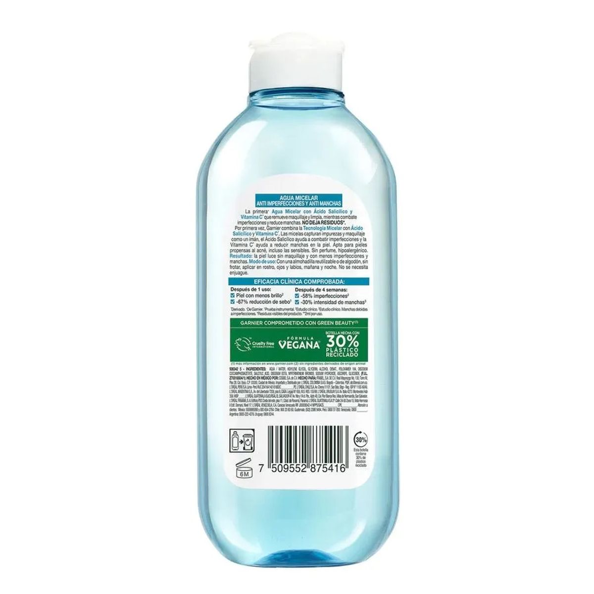 GARNIER - Agua Micelar Ácido Salicílico 400 ML - GARNIER