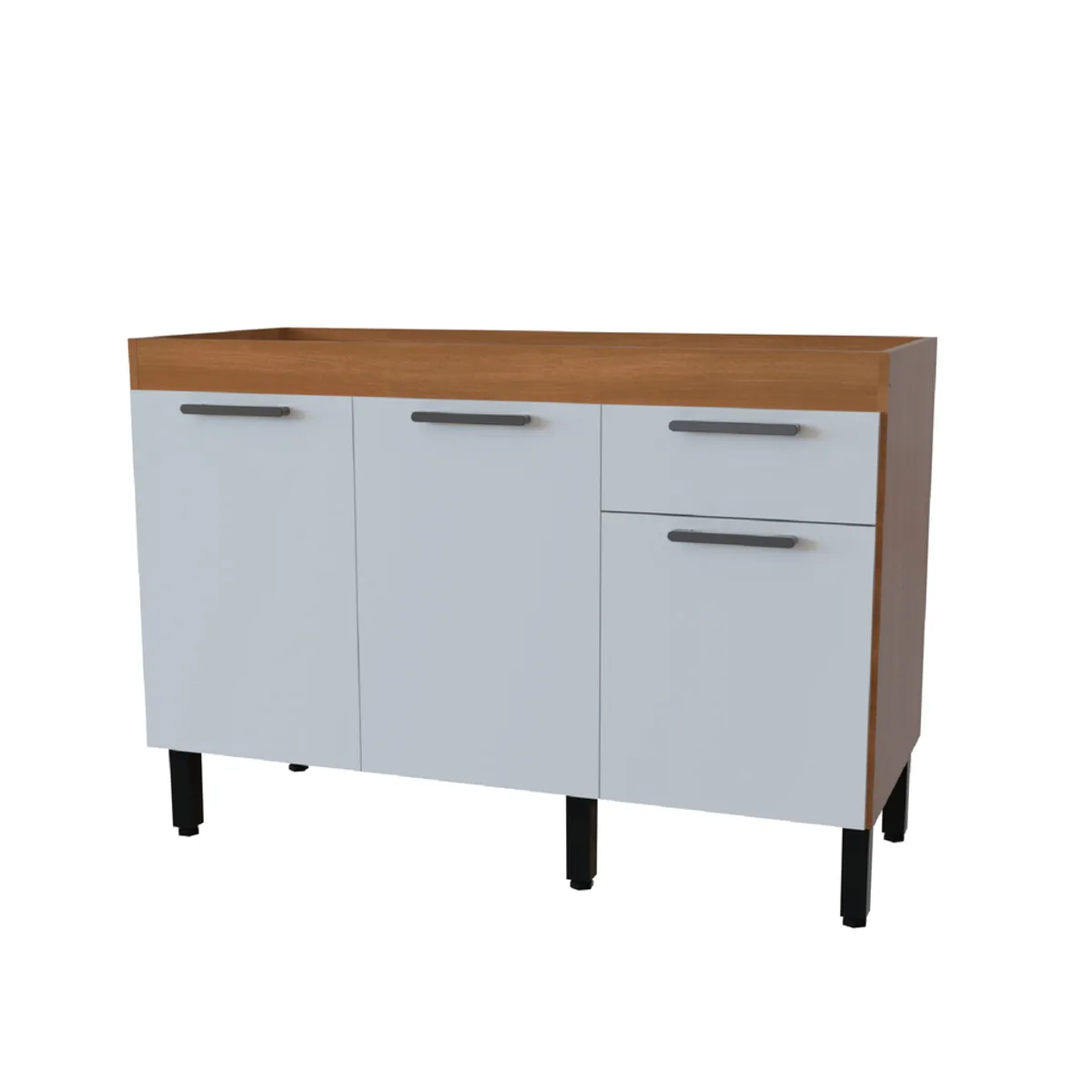 DUSCHY - Mueble base sin cubierta 3 puertas 1 cajon 120x49.5x84 cm blanco Fika