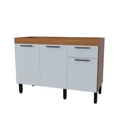 DUSCHY - Mueble base sin cubierta 3 puertas 1 cajon 120x49.5x84 cm blanco Fika