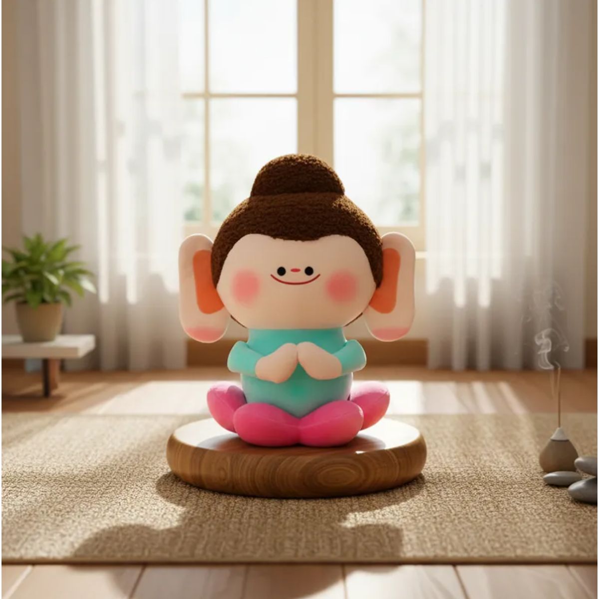 GENERICO - Peluche Mono Kawaii Meditando Suave 21cm